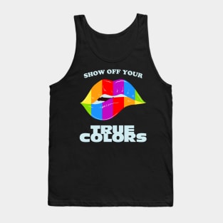 rainbow lips gay lgbt design to attend the pride parade 2022 Tank Top